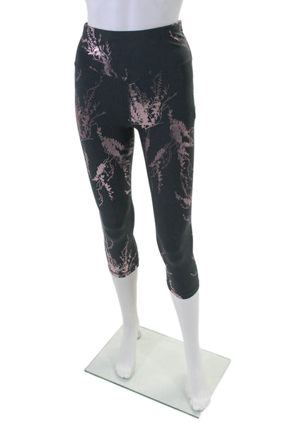 Sweaty Betty Womens Metallic Floral High Rise Leggings Black Rose Gold Size XS