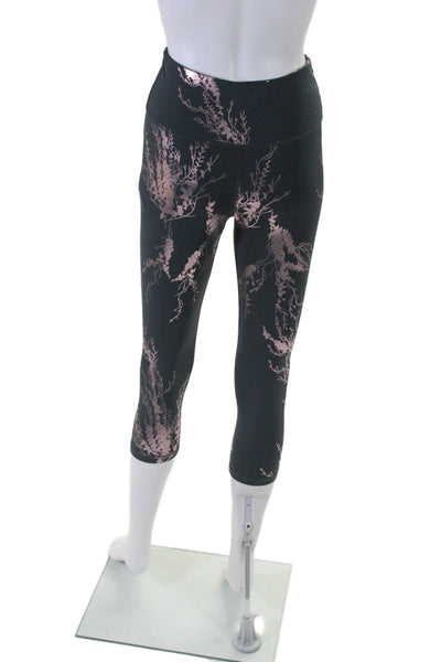 Sweaty Betty Womens Metallic Floral High Rise Leggings Black Rose Gold Size XS