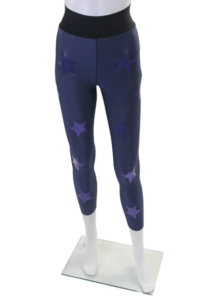 Ultracor Womens High Rise Star Print Elastic Waist Leggings Dark Blue Size XS