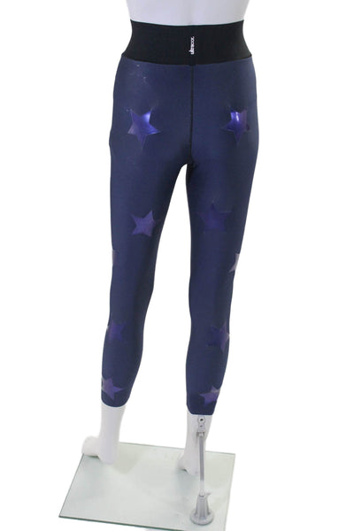 Ultracor Womens High Rise Star Print Elastic Waist Leggings Dark Blue Size XS