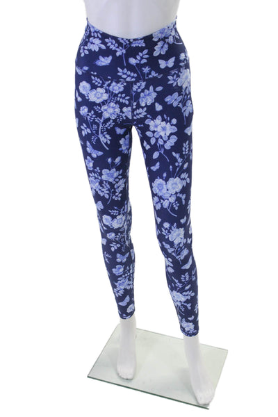 Terez Womens High Rise Floral Print Athletic Leggings Blue Size XS