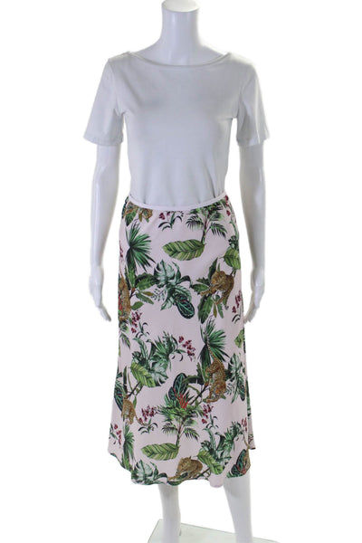 David Lerner Womens Tropical Print A Line Midi Slip Skirt Pink Size XS