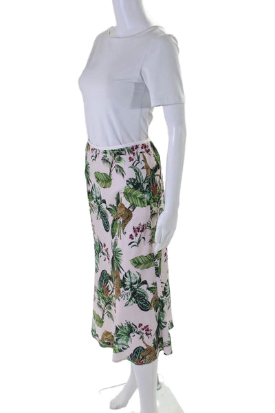 David Lerner Womens Tropical Print A Line Midi Slip Skirt Pink Size XS