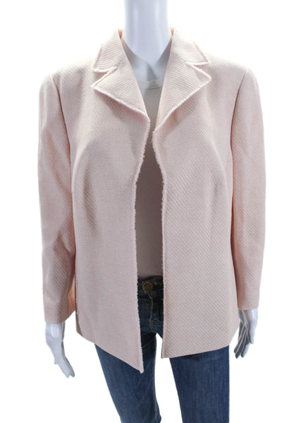 Akris Womens Button Down Long Sleeves Jacket Light Pink Wool Blend Size 16