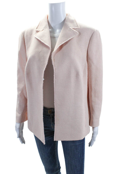 Akris Womens Button Down Long Sleeves Jacket Light Pink Wool Blend Size 16