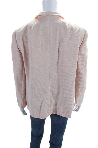 Akris Womens Button Down Long Sleeves Jacket Light Pink Wool Blend Size 16