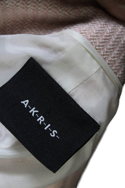 Akris Womens Button Down Long Sleeves Jacket Light Pink Wool Blend Size 16