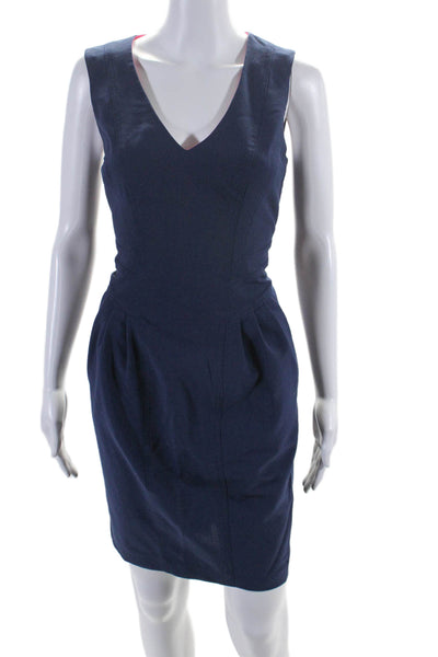 Vince Camuto Womens Back Zip Sleeveless Mid Calf Dress Blue Size 6 US