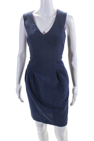 Vince Camuto Womens Back Zip Sleeveless Mid Calf Dress Blue Size 6 US