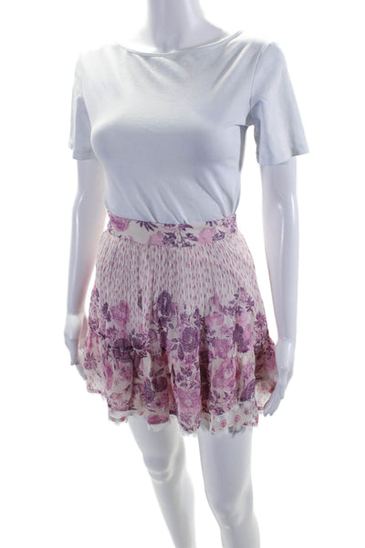 Hemant & Nandita Women's Hook Closure Flare Lace Trim Floral Mini Skirt Size XS