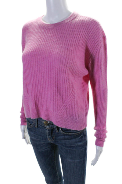 27 Miles Women's Round Neck Long Sleeves Pullover Sweater Pink Size XS