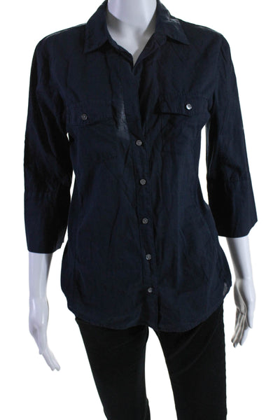 Standard James Perse Womens Collared Long Sleeves Button Down Shirt Black Size 4