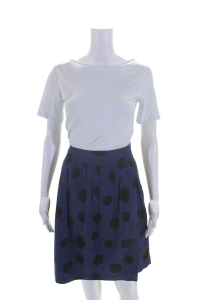 Michael Michael Kors Womens Navy Cotton Polka Dot Pockets Pleated Skirt Size 2