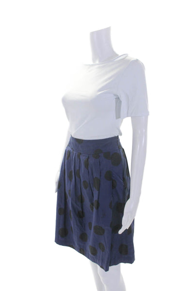 Michael Michael Kors Womens Navy Cotton Polka Dot Pockets Pleated Skirt Size 2