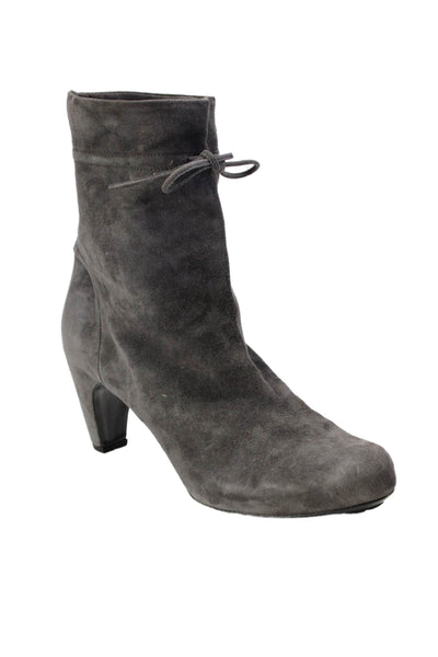 Roberto Del Carlo Womens Round Toe Pull-On Suede Heels Ankle Boots Gray Size 8.5