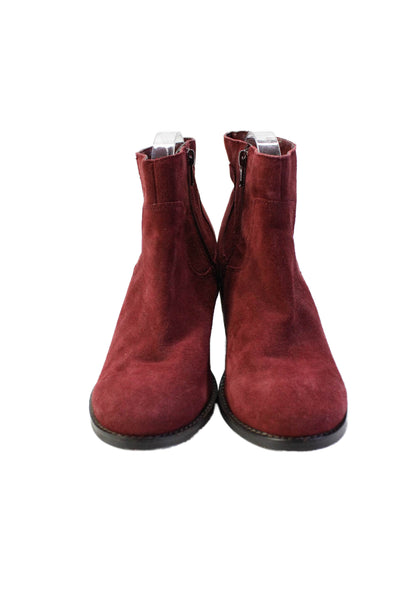 Seychelles Women's Round Toe Block Heels Suede Ankle Boots Burgundy Size 8