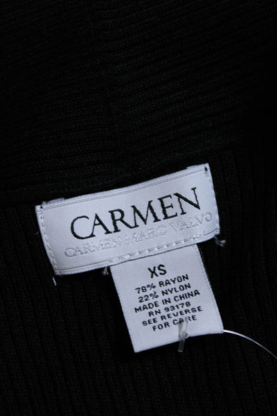 Carmen Carmen Marc Valvo Womens Long Sleeves Wrap Sweater Black Size Extra Small