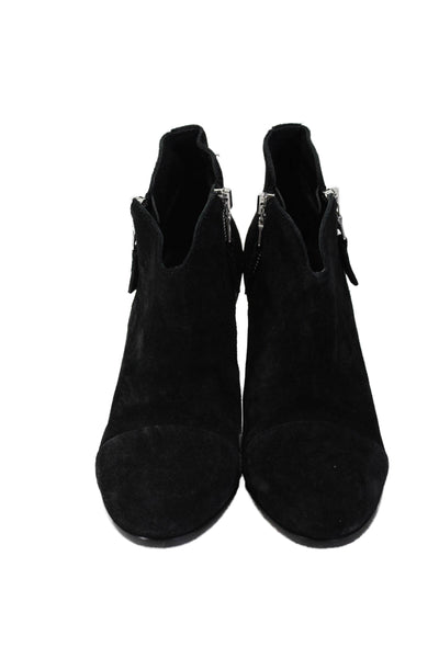 Rag & Bone Womens Suede Zip Up Cap Toe Ankle Boots Black Size 35.5 5.5