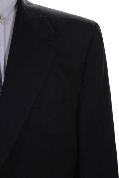 Faconnable Mens Wool Notched Lapel Long Sleeve Two Button Blazer Black Size 56