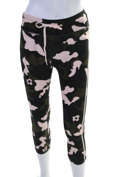 The Upside Womens Camouflage Print Drawstring Pull On Leggings Black Pink Size 4