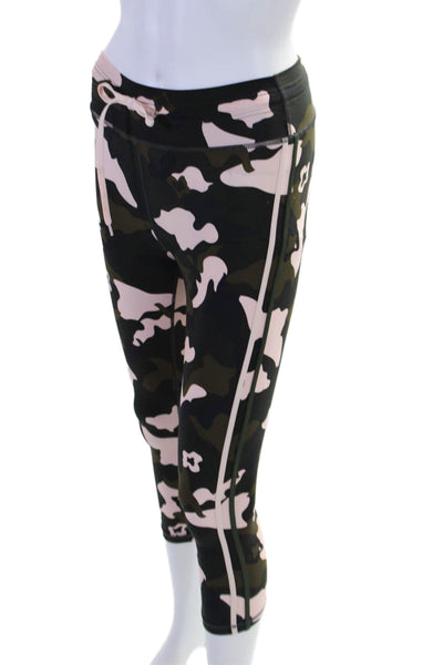 The Upside Womens Camouflage Print Drawstring Pull On Leggings Black Pink Size 4