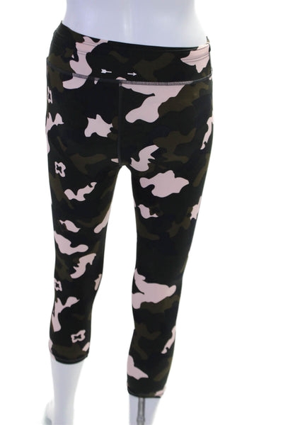 The Upside Womens Camouflage Print Drawstring Pull On Leggings Black Pink Size 4