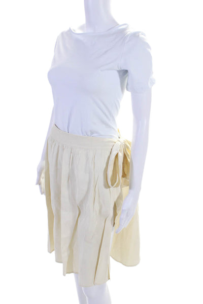 Theory Womens Linen A Line Knee Length Wrap Skirt Beige Size 4