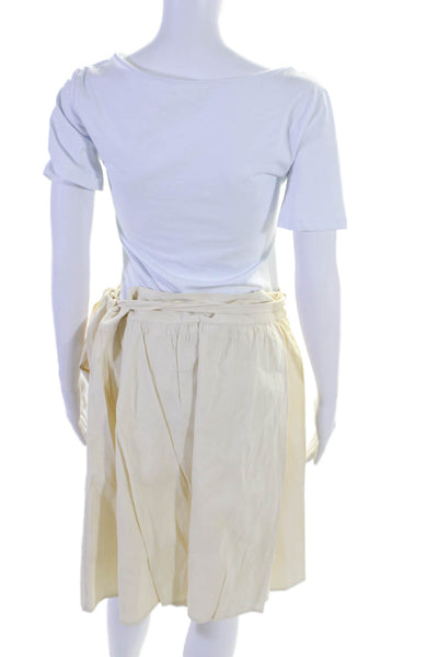 Theory Womens Linen A Line Knee Length Wrap Skirt Beige Size 4