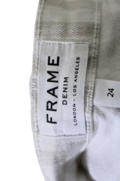 Frame Denim Womens Striped Le Cutoff Cuffed Shorts Beige White Cotton Size 24