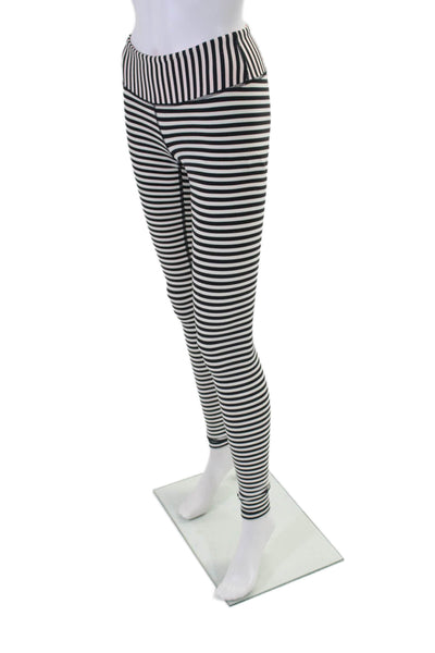 Lululemon Womens Striped Pull On Mid Rise Athletic Leggings Black White Size 4