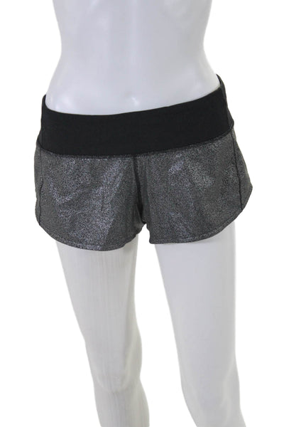 Lululemon Womens Low Rise Pull On Athletic Shorts Black Silver Size 6