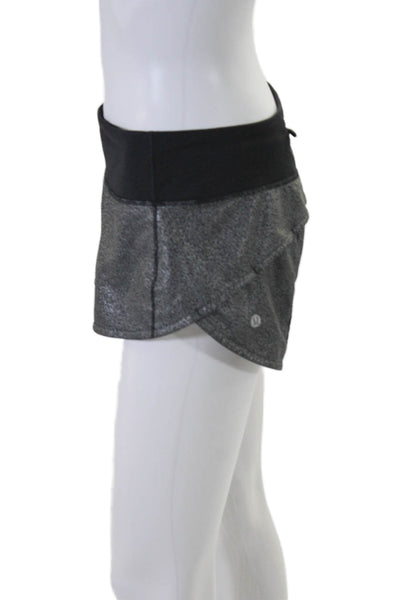 Lululemon Womens Low Rise Pull On Athletic Shorts Black Silver Size 6