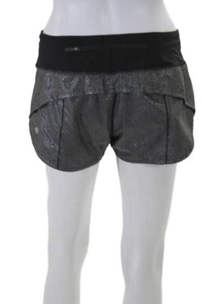 Lululemon Womens Low Rise Pull On Athletic Shorts Black Silver Size 6