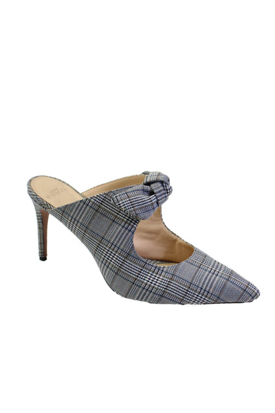 Alexandre Birman Womens Plaid Houndstooth Print Bow Tied Mules Gray Size EUR 39