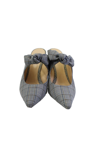 Alexandre Birman Womens Plaid Houndstooth Print Bow Tied Mules Gray Size EUR 39