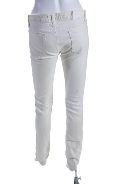 Acne Womens Mid Rise Zip Up Skinny Leg Jeans Kex White Cotton Size 29