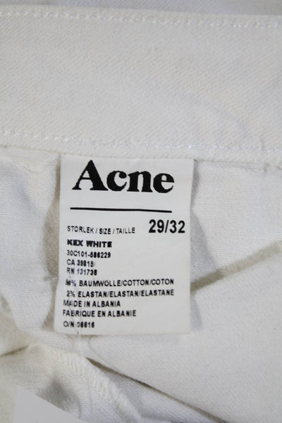 Acne Womens Mid Rise Zip Up Skinny Leg Jeans Kex White Cotton Size 29