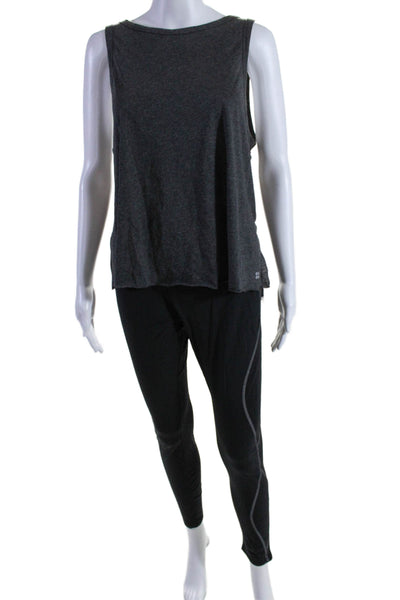 Sweaty Betty Womens Tank Top Pull On Leggings Set Gray Black Size Medium/Large