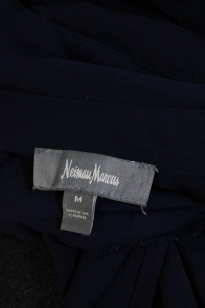 Neiman Marcus Womens Sleeveless Button Down Tank Top Navy Blue Size Medium