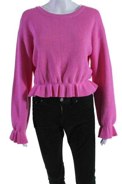 MINKPINK Womens Long Sleeve Crew Neck Thick Knit Sweater Pink Size Medium