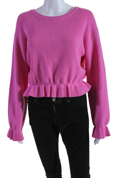 MINKPINK Womens Long Sleeve Crew Neck Thick Knit Sweater Pink Size Medium