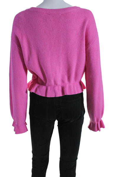 MINKPINK Womens Long Sleeve Crew Neck Thick Knit Sweater Pink Size Medium