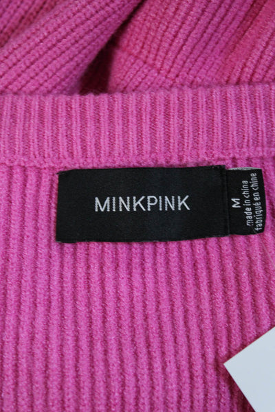 MINKPINK Womens Long Sleeve Crew Neck Thick Knit Sweater Pink Size Medium