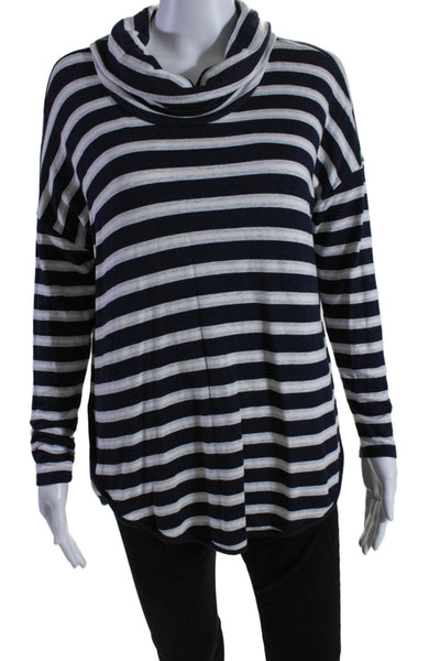 Lou & Grey Womens Long Sleeve Striped Turtleneck Top Multicolor Medium