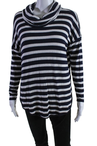 Lou & Grey Womens Long Sleeve Striped Turtleneck Top Multicolor Medium