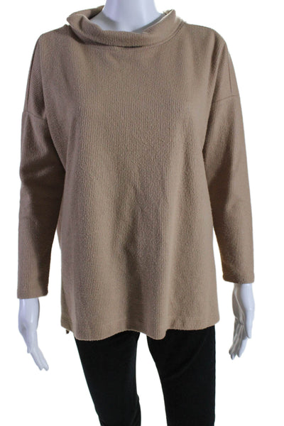 Anthropologie Womens Tight Knit Long Sleeve Mock Neck Sweater Beige Size XS