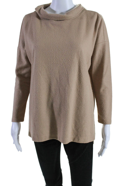 Anthropologie Womens Tight Knit Long Sleeve Mock Neck Sweater Beige Size XS