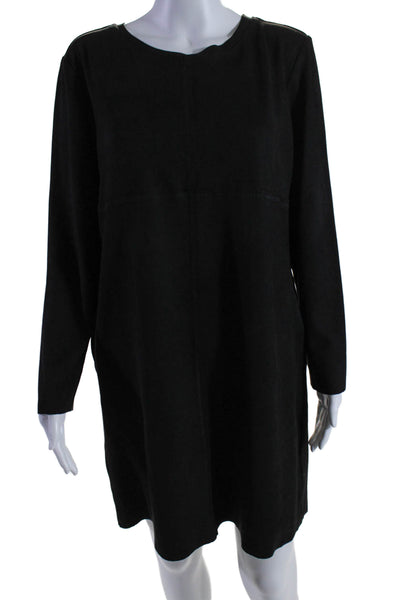 JOH Womens Long Sleeve Pullover Scoop Neck Mid Calf Dress Black Size Large