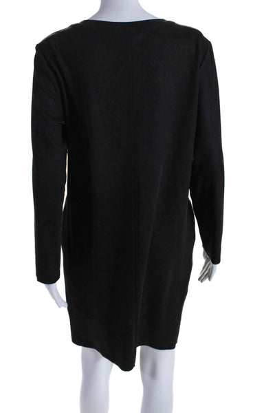 JOH Womens Long Sleeve Pullover Scoop Neck Mid Calf Dress Black Size Large