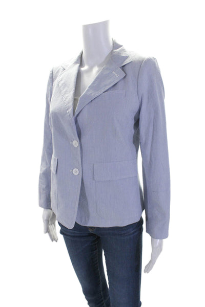 Boy. Band Of Outsiders Womens Blue Cotton Striped Long Sleeve Blazer Size 3